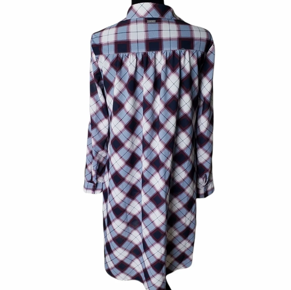 Prana Plaid Maroon Flint Maxi Tunic Size Small - Picture 8 of 11